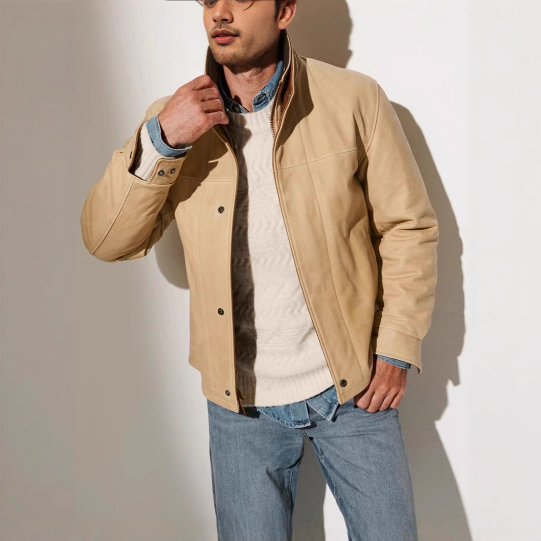 Lederjacke Herren Klassisch Warm Lederjacke Männer - BerlinGlamour