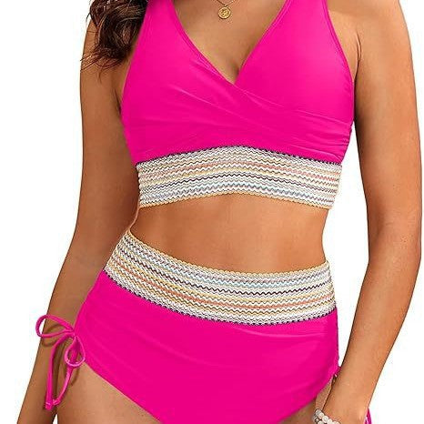Damen Bikini Hochgeschnitten Elegantes Design Wickeloptik