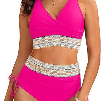 Damen Bikini Hochgeschnitten Elegantes Design Wickeloptik