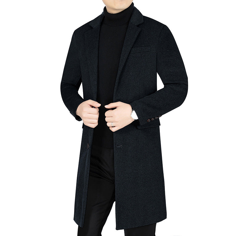 Herren Mantel Warm Verarbeitet mit Weichem Innenfutter Schwarz