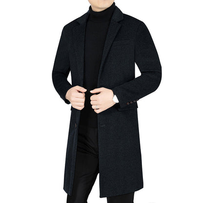 Herren Mantel Warm Verarbeitet mit Weichem Innenfutter Schwarz