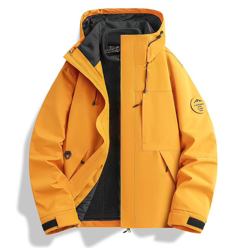 Herren Outdoorjacke Wasserdicht Verstellbares Kapuzen Design