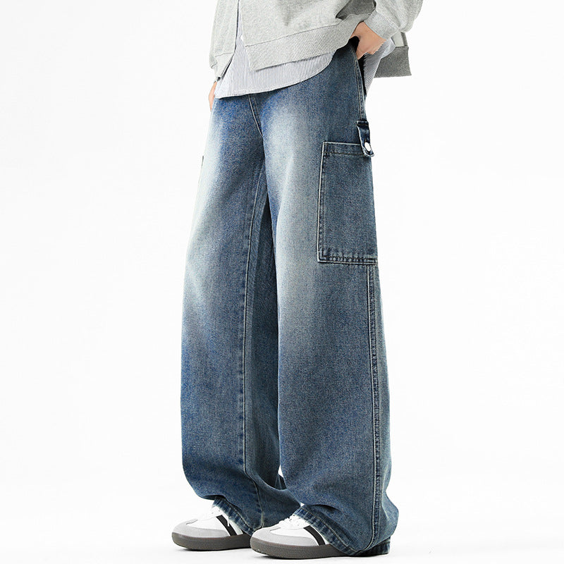 Herren Cargo Jeans Weit Bequem Modern