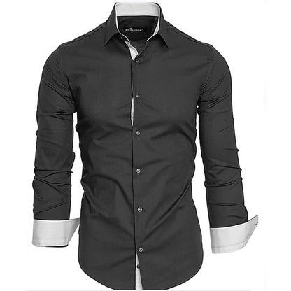 Elegantes Herren Langarmhemd Modern Kontrastmanschetten