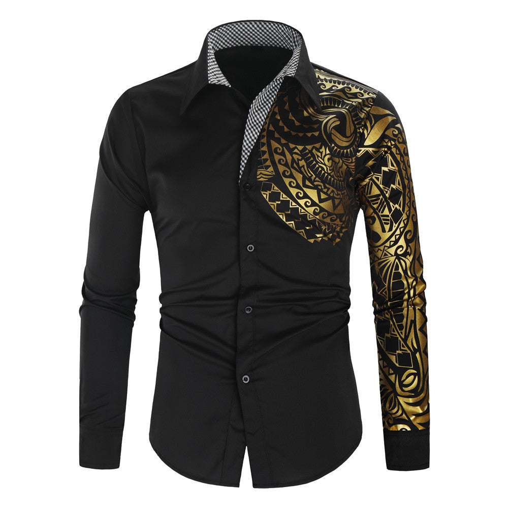 Herren Langarmhemd Modisch Floral Elegant - BerlinGlamour