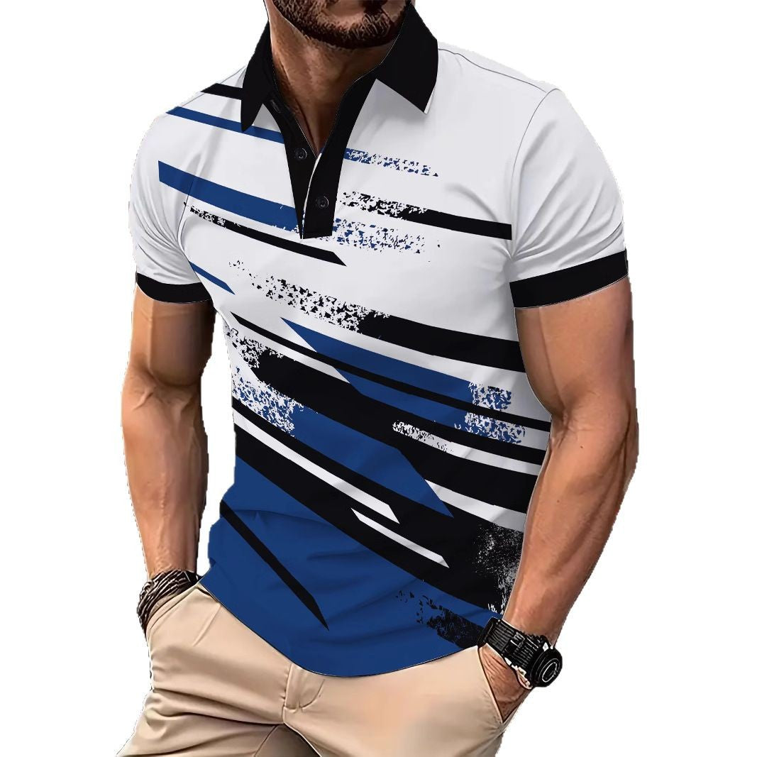Herren Poloshirt Kurzarm Streifenmuster Modern Style