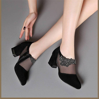Damen High Heels Pumps Transparent mit Applikation Elegant