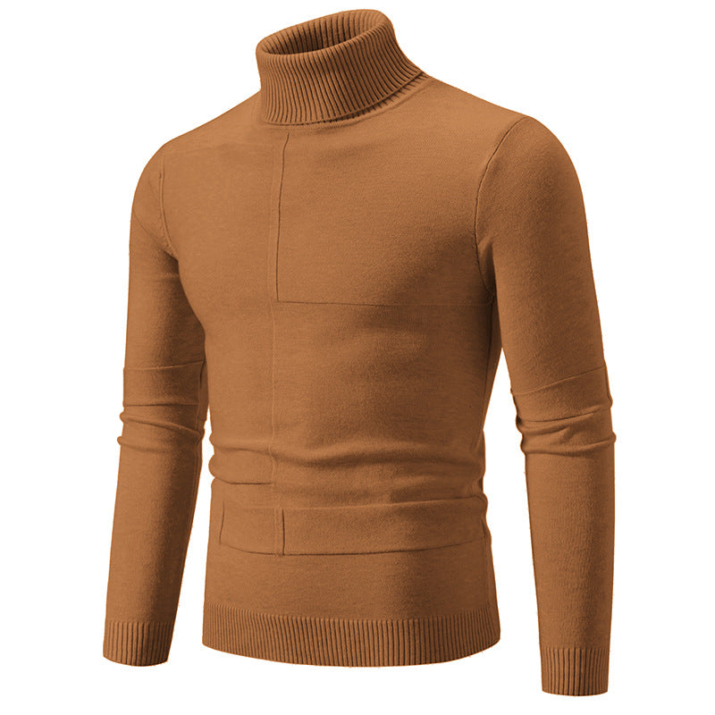 Herren Strickpullover Hochabschließend Modisch Schwarzer Oversized