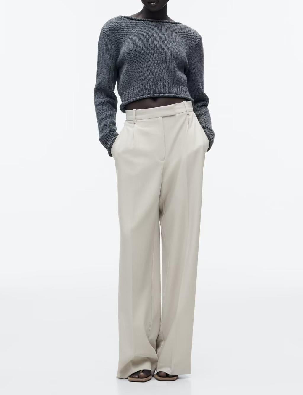 Weite Damenhoose High-Waist Elegant Klassisch