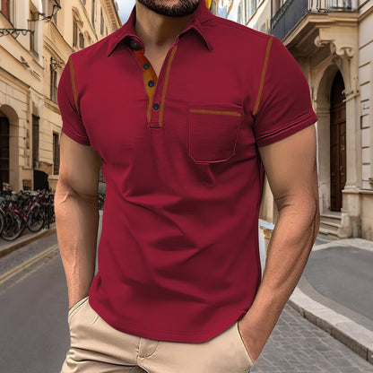 Herren Kurzarmhemden Modern mit Kragen und Brusttasche