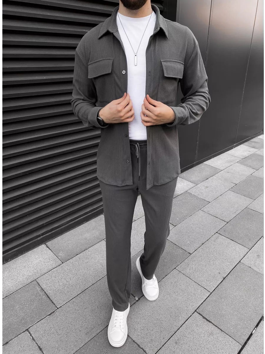 Herren Freizeithose Mit Hemd Modern Style