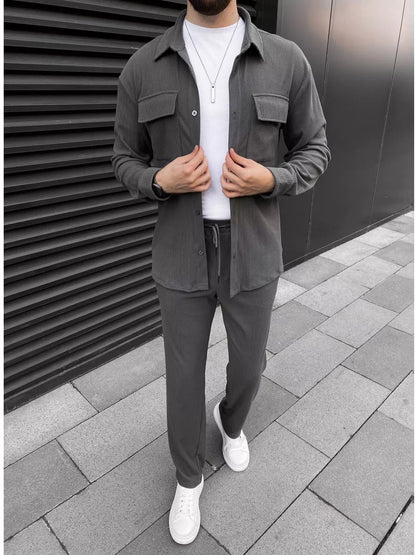 Herren Freizeithose Mit Hemd Modern Style
