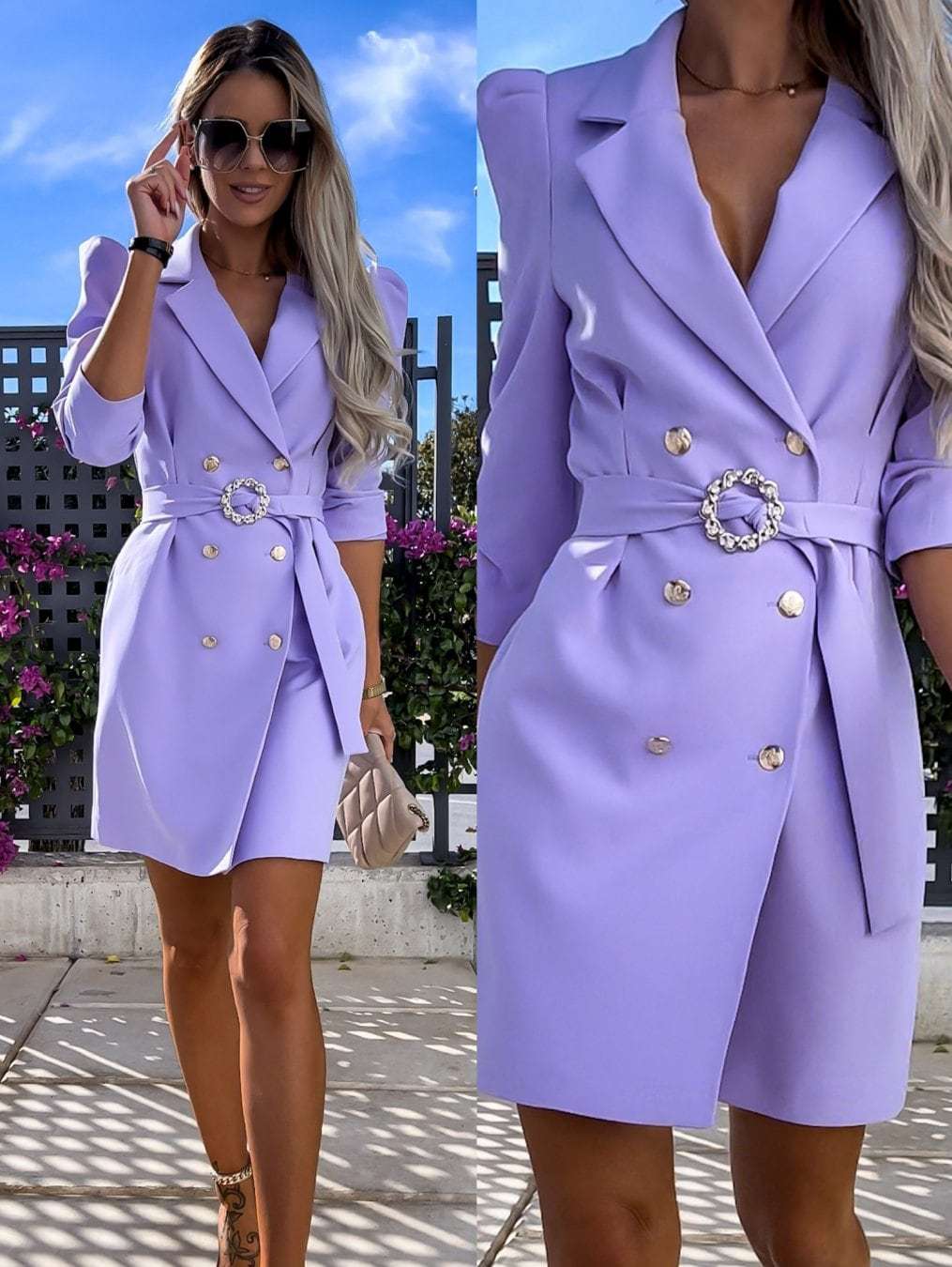 Damen Blazer Kleid Elegant Tailliert Berlin Chic