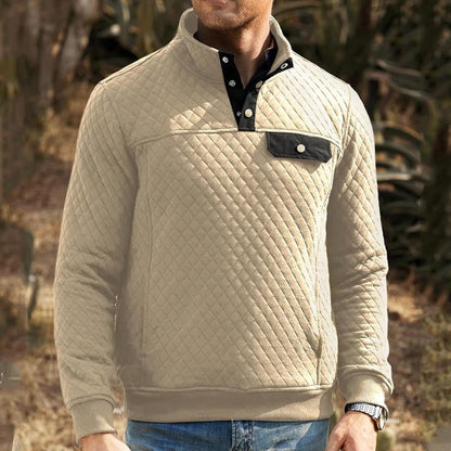 Herren Pullover Stepp mit Brusttasche Kontrastfarben Modern