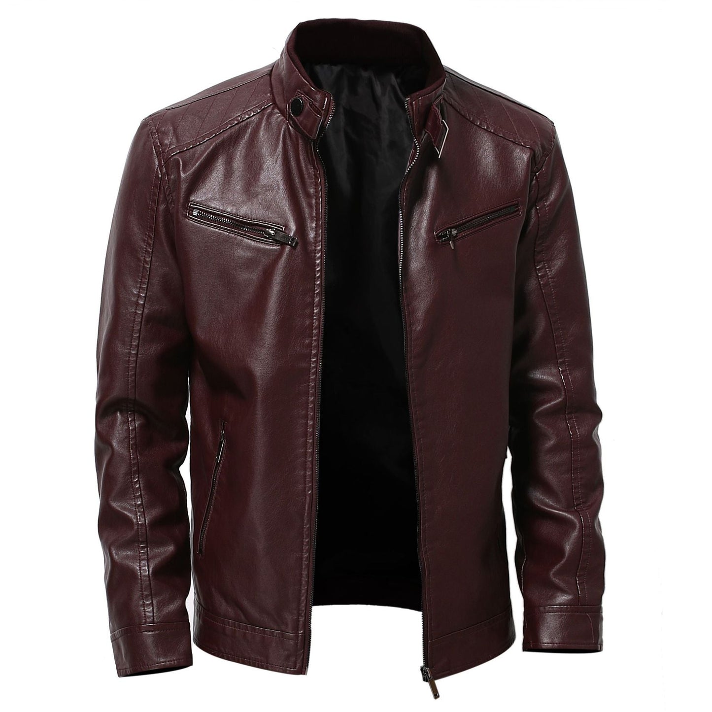 Herren Lederjacke Motorradjacke Asymmetrisch Modern