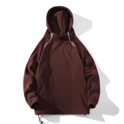 Herren Fleece Hoodie Reißverschluss Hoher Kragen Warm