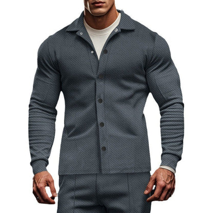 Herren Fitness Hemd Langarm mit Brusttasche Sportlich