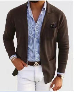Herren Strickblazer Sportlich Modern mit Taschen