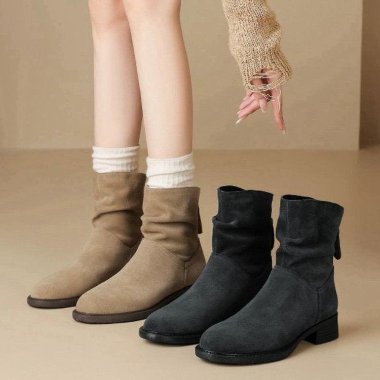 Damen Stiefeletten Hoch Modisch Reißverschluss Schwarz - BerlinGlamour