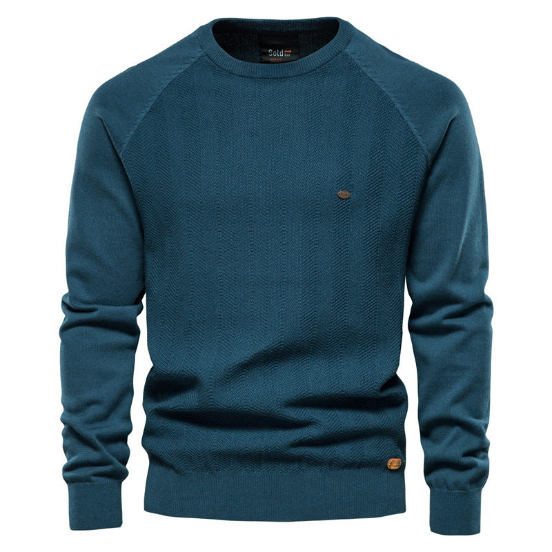 Herren Strickpullover Rundhals Elegantes Zickzackmuster