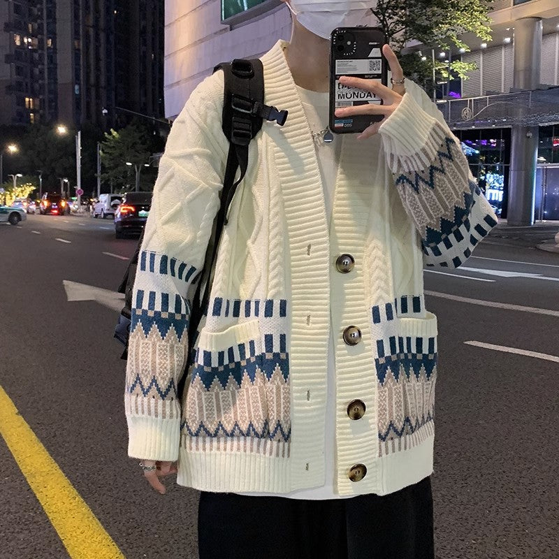 Herren Strickjacke Modern Mit Taschen Großstadt Chic
