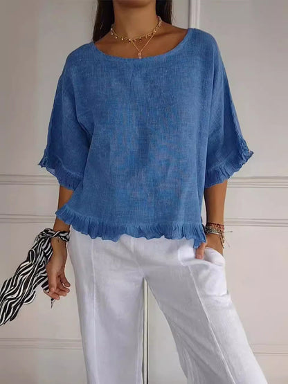 Damen Oberteil Lässig mit Rüschen Modern Trendy - BerlinGlamour
