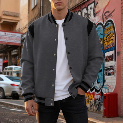 Herren Baseballjacke Sportlich Trendig Schwarz