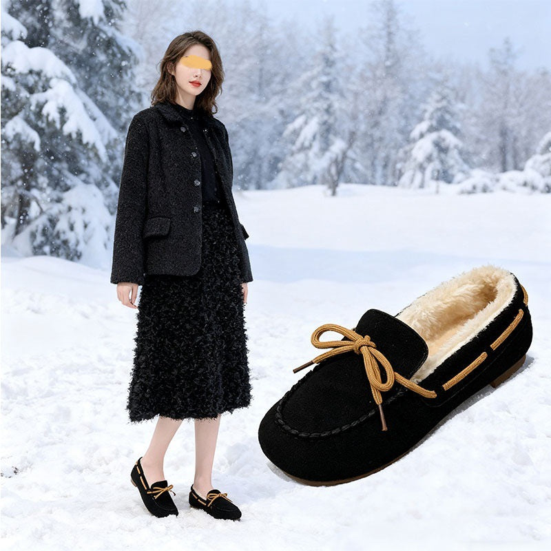 Damen Mokassins Warmfutter Elegante Schnürung