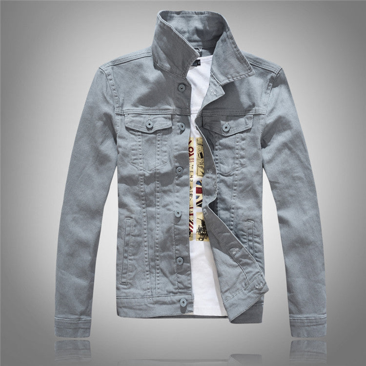Herren Denimjacke Modern Stehkragen Taschen Elegant