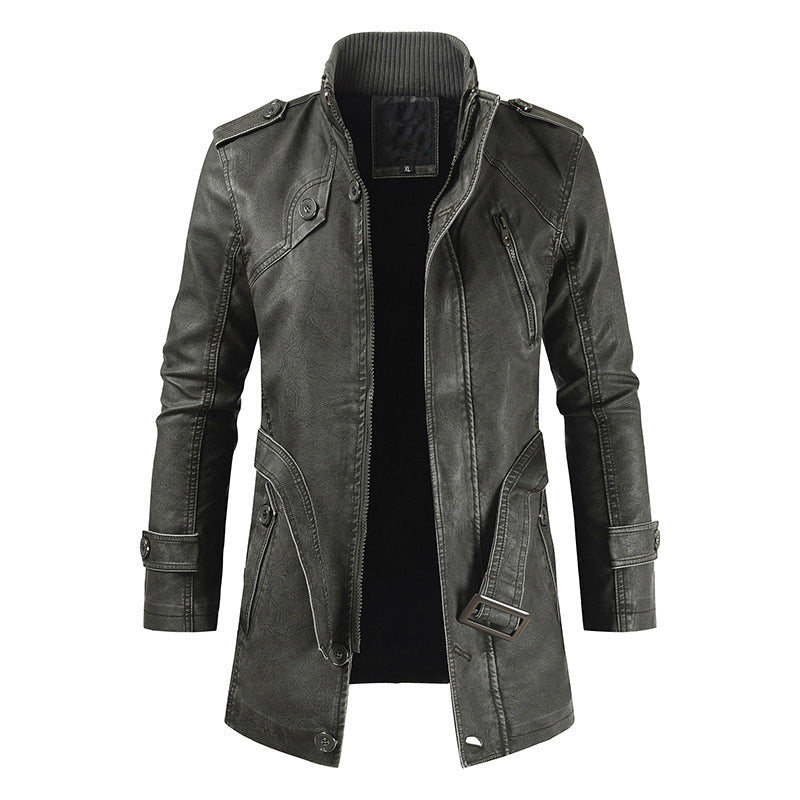 Lederjacke Herren Modisch Asymmetrisch Reißverschluss