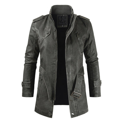 Lederjacke Herren Modisch Asymmetrisch Reißverschluss