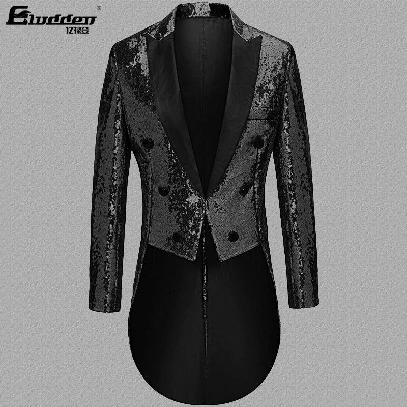 Herren Blazer Pailletten Elegant Revers Modern