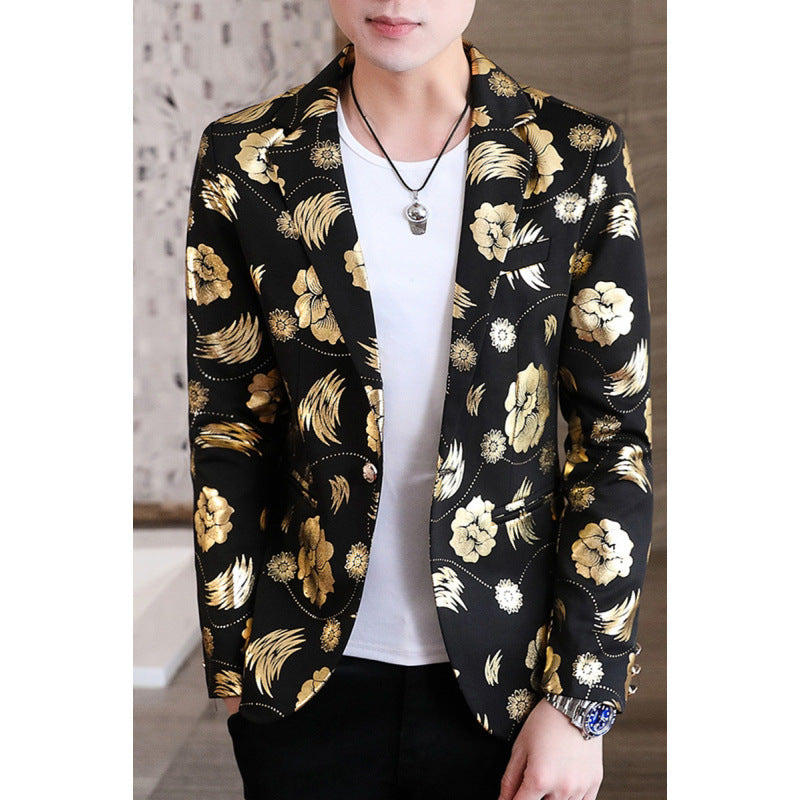 Herren Blazer Elegant Floral mit Gold Akzenten