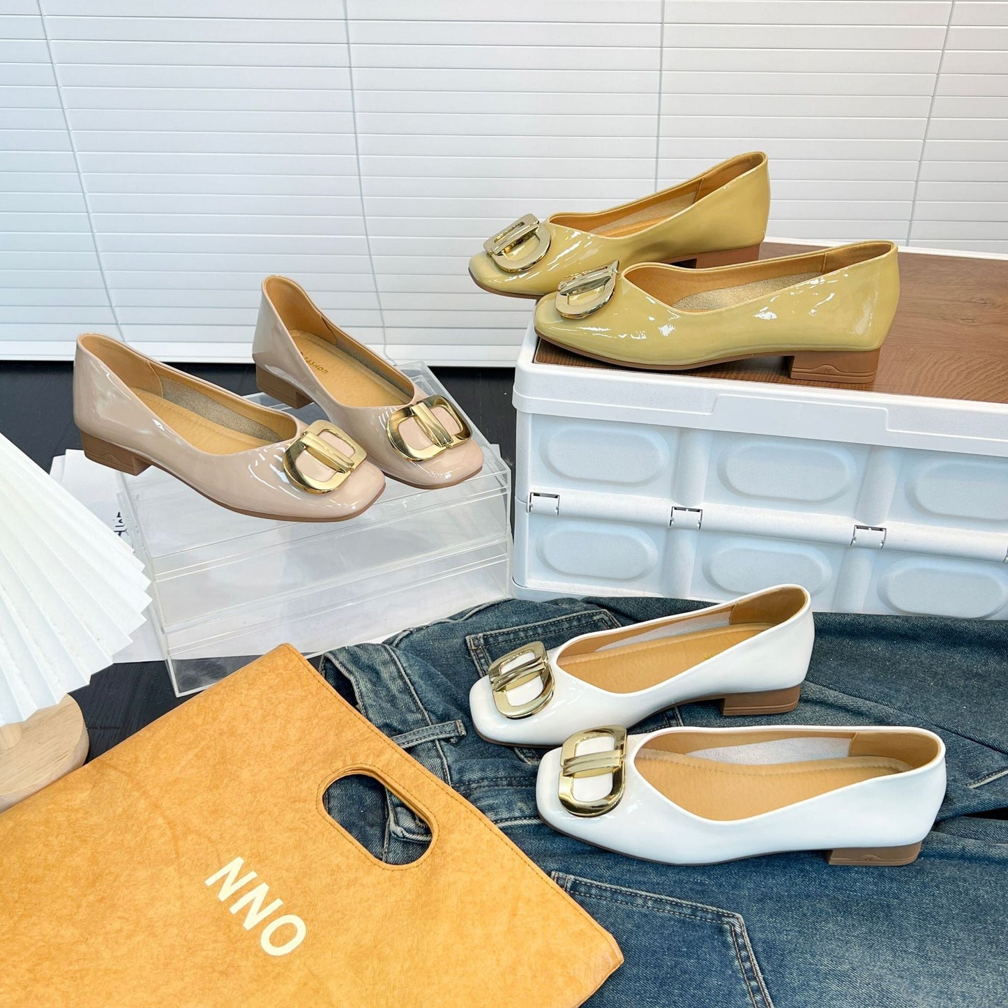 Damen Ballerinas Schmuck Detail Modern Chic