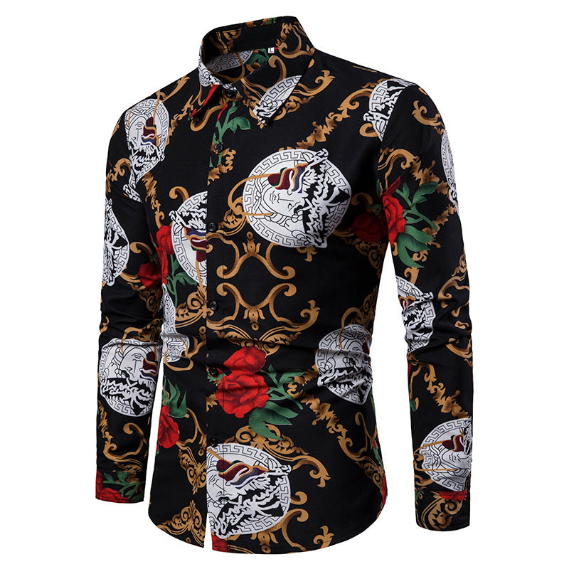 Herren Hemd Elegant Floralmuster Stilvolle Bluse