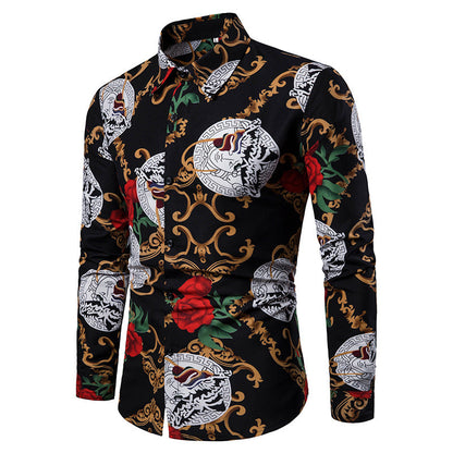 Herren Hemd Elegant Floralmuster Stilvolle Bluse