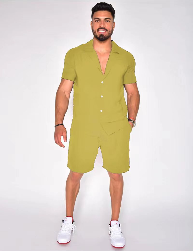 Herren Hemd Kurzarm Button Down Modern Set