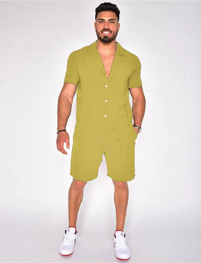 Herren Hemd Kurzarm Button Down Modern Set