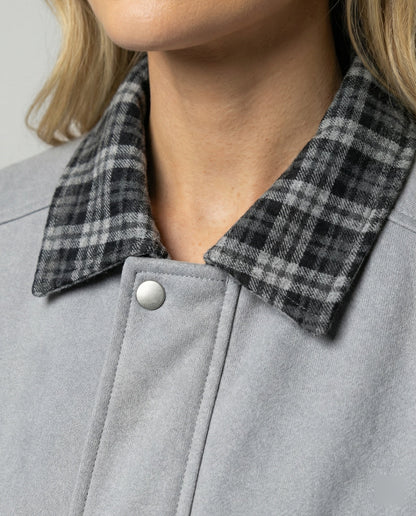 Damen Lederjacke Retro Wildleder Karo Optik