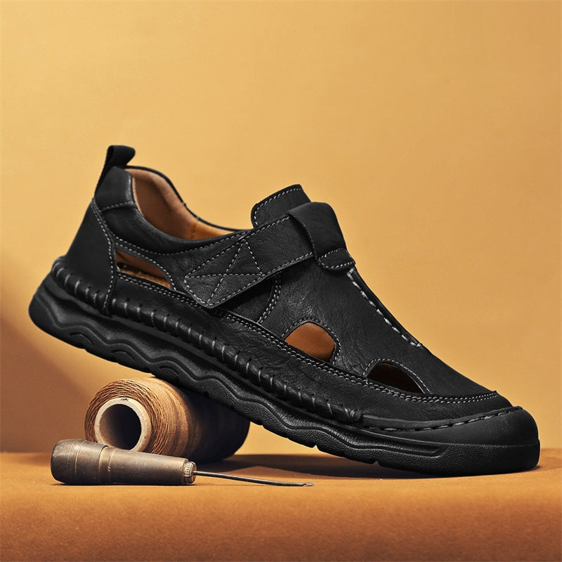 Damen Leder-Sandalen Bequem Verstellbar Rutschfest
