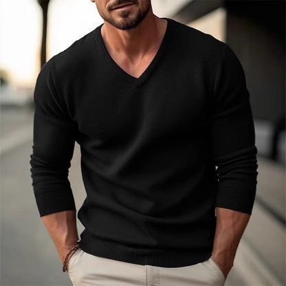 Herren Pullover V-Ausschnitt Strukturiert Komfortabel