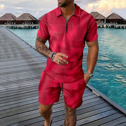 Herren Einteiler Outfit Kurzarm Reißverschluss Modern