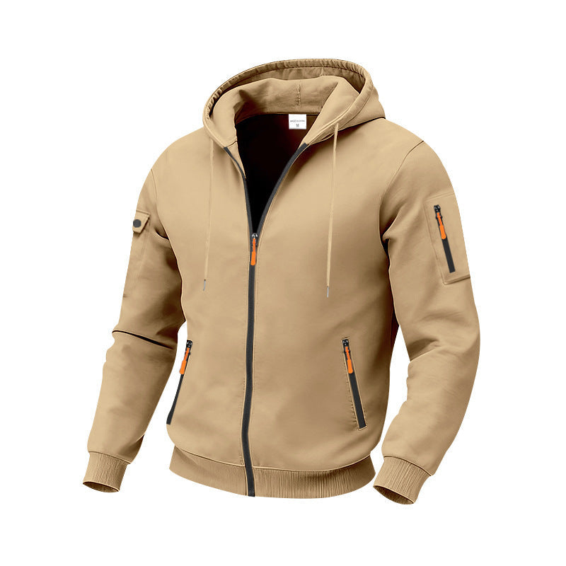 Herren Hoodie Sportlich mit Reißverschlusstaschen Funktionale Outdoorjacke