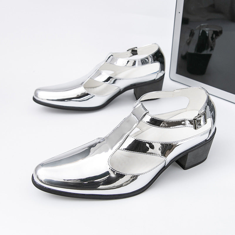 Damen High Heels Metallic Schuhe mit Riemen Elegant