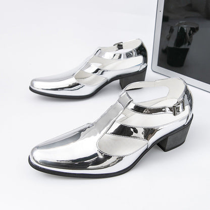 Damen High Heels Metallic Schuhe mit Riemen Elegant