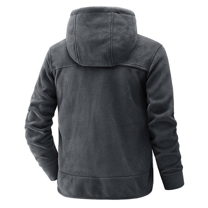 Herren Fleecejacke Warm mit Taschen und Verstellbare Kapuze