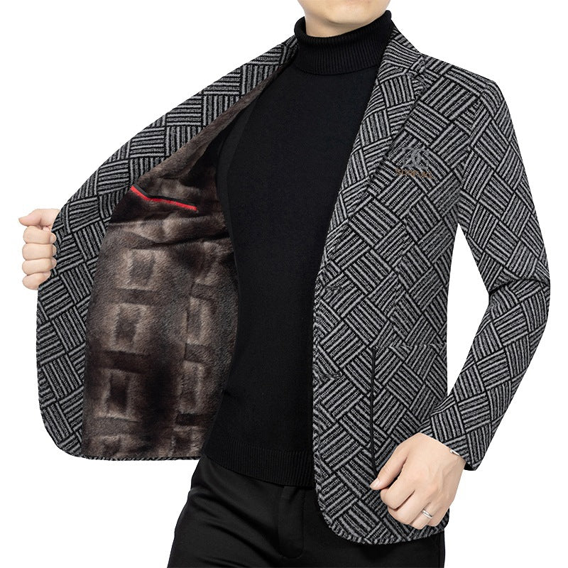 Herren Blazer Jacke Gestreift Modern mit Futter