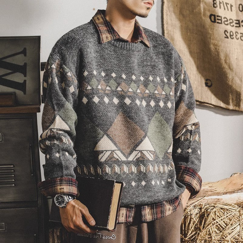 Herren Pullover Modern Geometrisches Muster Lässig