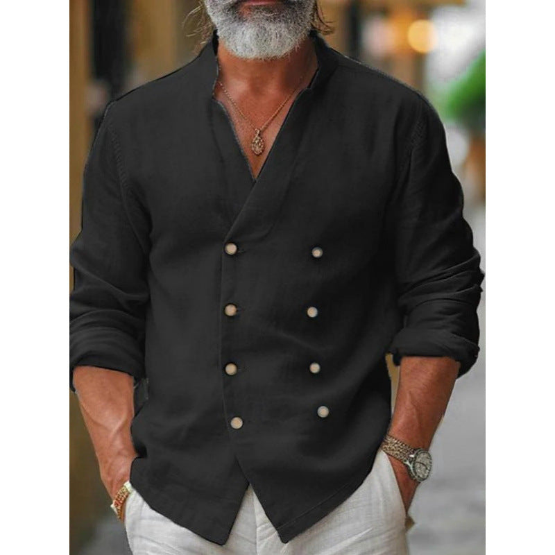 Herren Leinenhemd Modisch Stehkragen Elegantes Design - BerlinGlamour