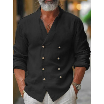 Herren Leinenhemd Modisch Stehkragen Elegantes Design - BerlinGlamour